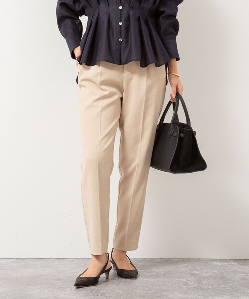 NOLLEY’S(ノーリーズ)の「ウォッシャブル麻調スリムパンツ(その他パンツ・レディース・ブラック/キナリ/ベージュ・34/36/38)」の1枚目の写真