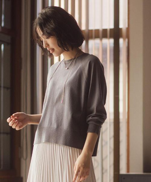 grove（グローブ）の「最終お値下げ！！【洗える/毛玉軽減】天竺ラグランスリーブプルオーバー（ニット/セーター・レディース・オレンジ/グリーン系/ライトグレー/チャコールグレー/オフホワイト/ブラック系7・03/02/01/05/04）」の4枚目の写真