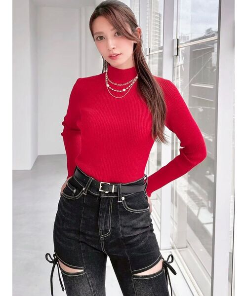 RESEXXY（リゼクシー）の「ハイネックベーシックニットトップス（ニット/セーター・レディース・ブラック/ホワイト/レッド/ベージュ・FREE）」の10枚目の写真