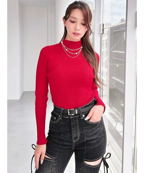 RESEXXY（リゼクシー）の「ハイネックベーシックニットトップス（ニット/セーター・レディース・ブラック/ホワイト/レッド/ベージュ・FREE）」の11枚目の写真