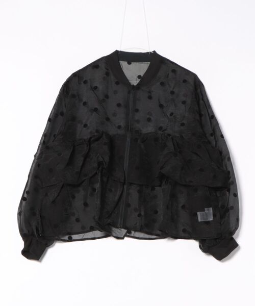 each（イーチ）の「フロッキードットフリルペプラムシアーブルゾン（ブルゾン・レディース・ブラック/グレー・FREE）」の16枚目の写真
