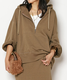 ウールミックスハーフジップフーディ