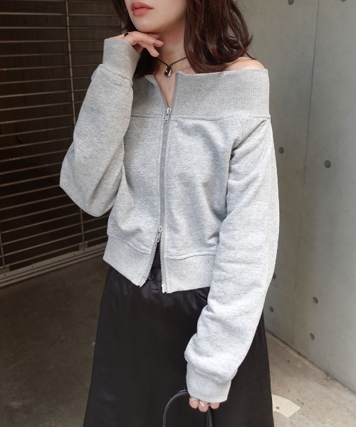 CORNERS（コーナーズ）の「スウェットＷジップオフショルトップス（Tシャツ/カットソー・レディース・ブラック/グレー/ブラウン/アイボリー・M）」の4枚目の写真