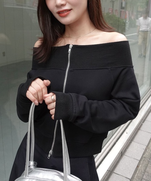 CORNERS（コーナーズ）の「スウェットＷジップオフショルトップス（Tシャツ/カットソー・レディース・ブラック/グレー/ブラウン/アイボリー・M）」の3枚目の写真