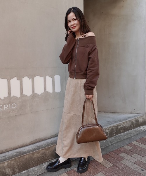 CORNERS（コーナーズ）の「スウェットＷジップオフショルトップス（Tシャツ/カットソー・レディース・ブラック/グレー/ブラウン/アイボリー・M）」の5枚目の写真