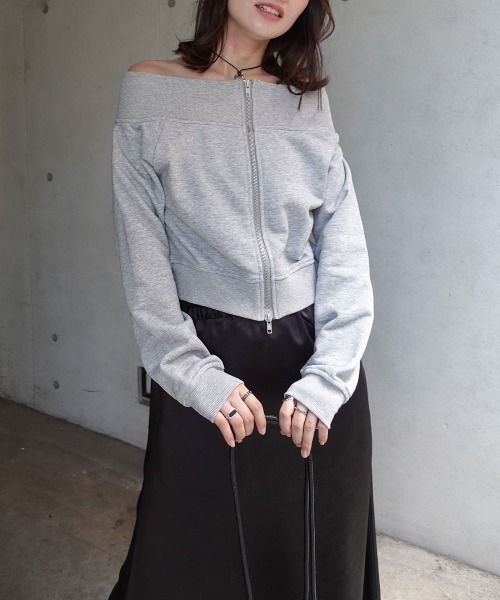 CORNERS（コーナーズ）の「スウェットＷジップオフショルトップス（Tシャツ/カットソー・レディース・ブラック/グレー/ブラウン/アイボリー・M）」の14枚目の写真