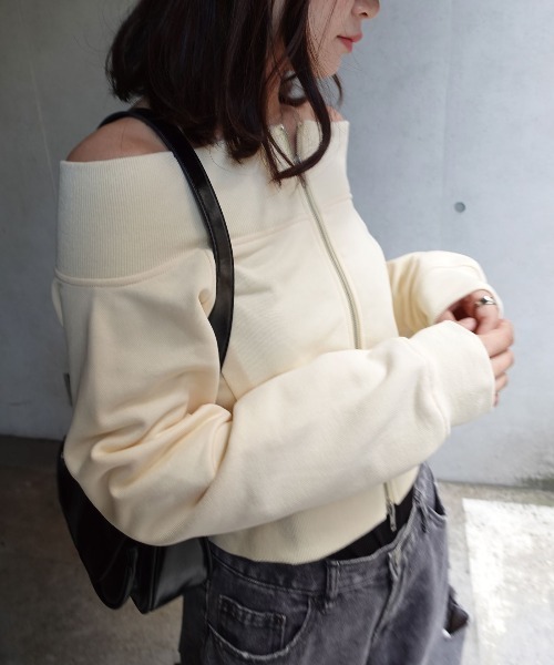 CORNERS（コーナーズ）の「スウェットＷジップオフショルトップス（Tシャツ/カットソー・レディース・ブラック/グレー/ブラウン/アイボリー・M）」の15枚目の写真