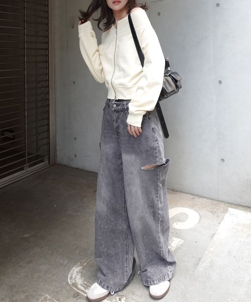 CORNERS（コーナーズ）の「スウェットＷジップオフショルトップス（Tシャツ/カットソー・レディース・ブラック/グレー/ブラウン/アイボリー・M）」の17枚目の写真