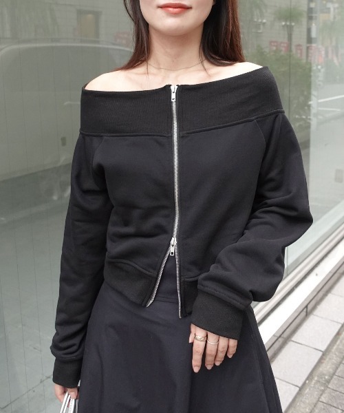 スウェットWジップオフショルトップス（Tシャツ/カットソー