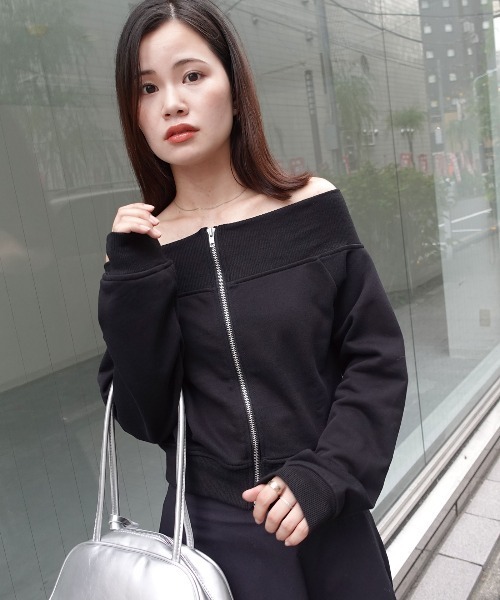 CORNERS（コーナーズ）の「スウェットＷジップオフショルトップス（Tシャツ/カットソー・レディース・ブラック/グレー/ブラウン/アイボリー・M）」の21枚目の写真