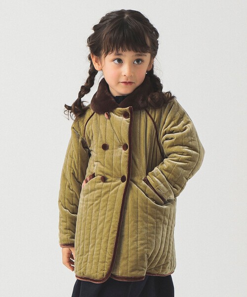 B:MING by BEAMS(ビーミングバイビームス)の「ベロア キルト コート 2025FW(100~140cm)(その他アウター・キッズ・ワイン/グリーン系その他・100/110/120/130/140)」の1枚目の写真