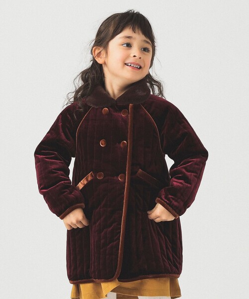 B:MING by BEAMS(ビーミングバイビームス)の「ベロア キルト コート 2025FW(100~140cm)(その他アウター・キッズ・ワイン/グリーン系その他・100/110/120/130/140)」の4枚目の写真