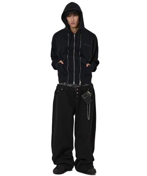 OY(オーワイ)の「『OY/オーワイ』LAYERED WAIST WIDE VOLUME PANTS/ブラックレイヤードウエストワイドボリュームパンツ(デニムパンツ・レディース・ブラック・S/M/L)」の5枚目の写真