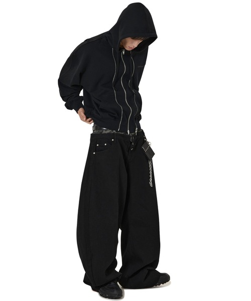 Wdoubleポリエステルパンツ黒　ovy Wdoubleポリエステルパンツ黒 ovy