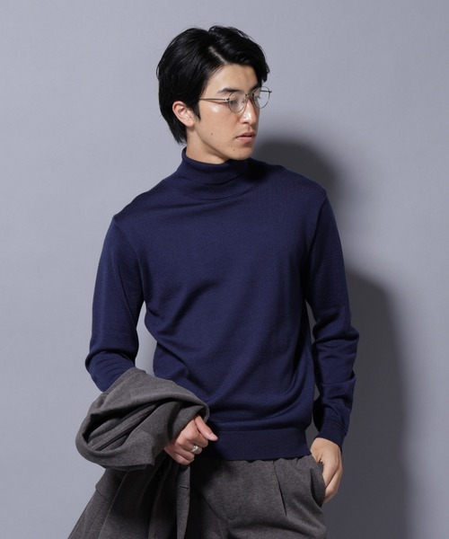 NANO universe（ナノユニバース）の「タスマニアウールミックスタートルニット（ニット/セーター・メンズ・ブラック/ネイビー/ブラウン/トップグレー・S/M/L/XL）」の4枚目の写真