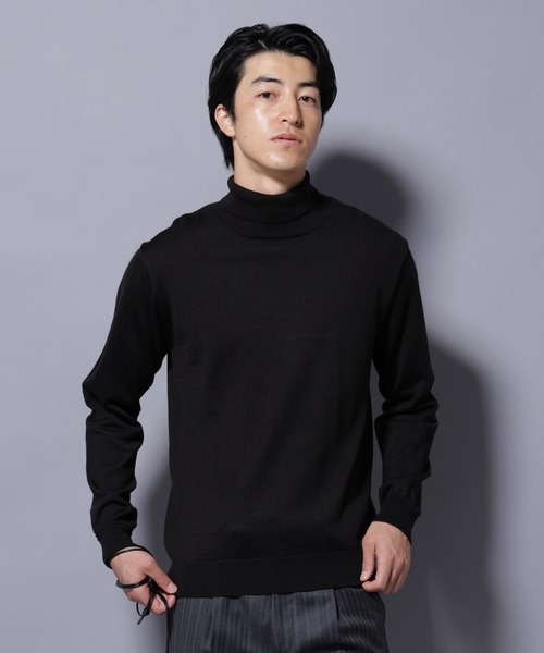 NANO universe（ナノユニバース）の「タスマニアウールミックスタートルニット（ニット/セーター・メンズ・ブラック/ネイビー/ブラウン/トップグレー・S/M/L/XL）」の5枚目の写真