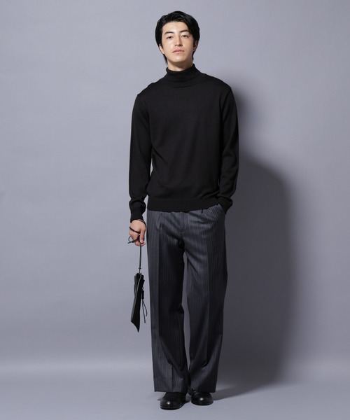 NANO universe（ナノユニバース）の「タスマニアウールミックスタートルニット（ニット/セーター・メンズ・ブラック/ネイビー/ブラウン/トップグレー・S/M/L/XL）」の8枚目の写真