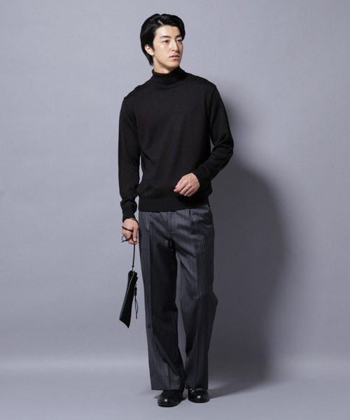 NANO universe（ナノユニバース）の「タスマニアウールミックスタートルニット（ニット/セーター・メンズ・ブラック/ネイビー/ブラウン/トップグレー・S/M/L/XL）」の9枚目の写真