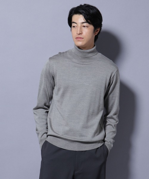 NANO universe（ナノユニバース）の「タスマニアウールミックスタートルニット（ニット/セーター・メンズ・ブラック/ネイビー/ブラウン/トップグレー・S/M/L/XL）」の12枚目の写真