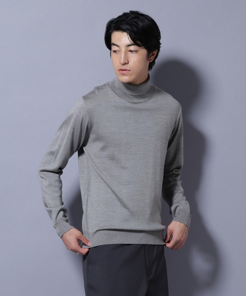 NANO universe（ナノユニバース）の「タスマニアウールミックスタートルニット（ニット/セーター・メンズ・ブラック/ネイビー/ブラウン/トップグレー・S/M/L/XL）」の14枚目の写真