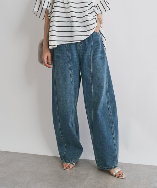 un dix cors(アンディコール)の「《着るだけでこなれ感》フロント切替カーブデニムパンツ(デニムパンツ・レディース・ブルー・M/L)」の4枚目の写真