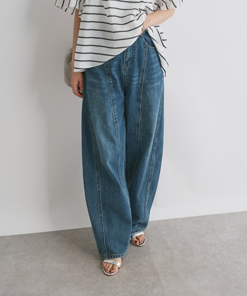 un dix cors(アンディコール)の「《着るだけでこなれ感》フロント切替カーブデニムパンツ(デニムパンツ・レディース・ブルー・M/L)」の7枚目の写真