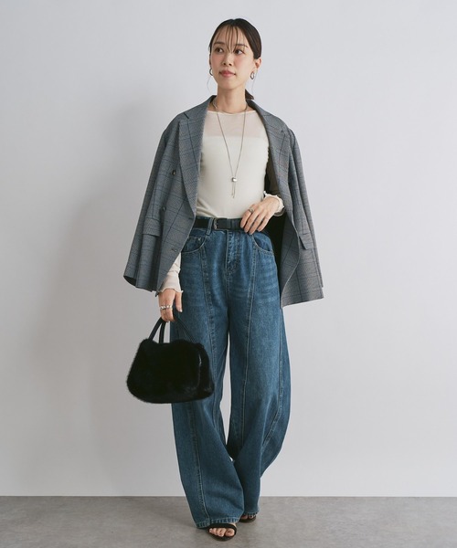 un dix cors(アンディコール)の「《着るだけでこなれ感》フロント切替カーブデニムパンツ(デニムパンツ・レディース・ブルー・M/L)」の12枚目の写真