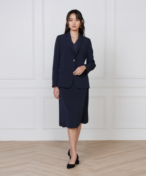 INED（イネド）の「トリアセバックサテンジョーゼット フレアスカート【セットアップ対応】（スーツスカート・レディース・ネイビー/サンドグレー・7号/9号/11号/5号）」の3枚目の写真