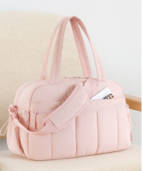 pyornim（ピョルニム）の「【25年秋冬新作】【2WAY】【A4サイズ対応】大容量キルティング ショルダー キャリーオン トラベル ボストンバッグ（ボストンバッグ・レディース・ホワイト/ピンク/ブルー/ブラック/ベージュ・F）」の5枚目の写真