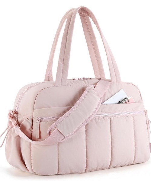 pyornim（ピョルニム）の「【25年秋冬新作】【2WAY】【A4サイズ対応】大容量キルティング ショルダー キャリーオン トラベル ボストンバッグ（ボストンバッグ・レディース・ホワイト/ピンク/ブルー/ブラック/ベージュ・F）」の10枚目の写真