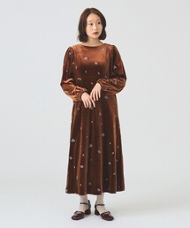 Ray BEAMS | ベロア 刺繍 ワンピース(ワンピース)