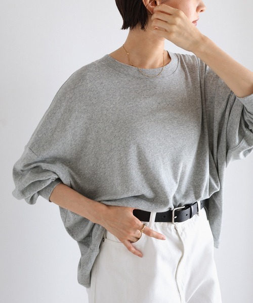 evernavy（エバーネイビー）の「ソフトフライス長袖Tシャツ 《ミドル丈/ロング丈 》（Tシャツ/カットソー・レディース・オフホワイト/ブラック/杢グレー/チョコ・M/L）」の18枚目の写真