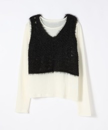 JEANASIS(ジーナシス)のパッチワークニットビスチェ2P/602212(アンサンブル)