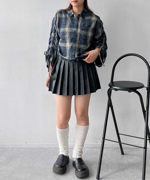 AS KNOW AS plus（アズノゥアズプラス）の「♪ポケット付き 袖ドロストデザインチェックシャツ（シャツ/ブラウス・レディース・ネイビー系/ブラウン系/ブラック系・FREE）」の20枚目の写真