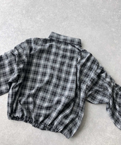 AS KNOW AS plus（アズノゥアズプラス）の「♪ポケット付き 袖ドロストデザインチェックシャツ（シャツ/ブラウス・レディース・ネイビー系/ブラウン系/ブラック系・FREE）」の16枚目の写真