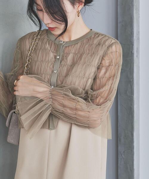 URBAN RESEARCH ROSSO WOMEN（アーバンリサーチ　ロッソ）の「チュールカーディガン×レイヤードワンピース（ワンピース・レディース・ブラック/モカ・FREE）」の15枚目の写真