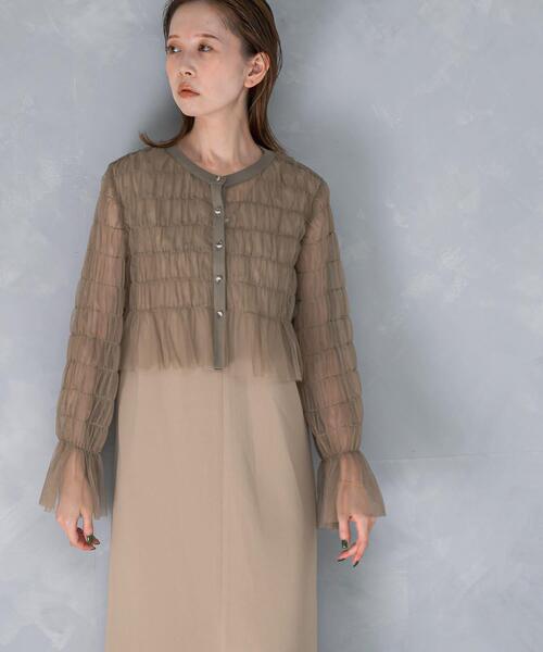 URBAN RESEARCH ROSSO WOMEN（アーバンリサーチ　ロッソ）の「チュールカーディガン×レイヤードワンピース（ワンピース・レディース・ブラック/モカ・FREE）」の20枚目の写真