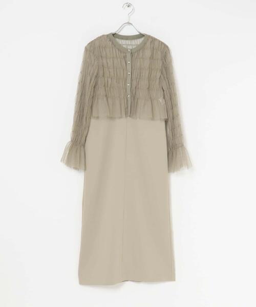 URBAN RESEARCH ROSSO WOMEN（アーバンリサーチ　ロッソ）の「チュールカーディガン×レイヤードワンピース（ワンピース・レディース・ブラック/モカ・FREE）」の21枚目の写真
