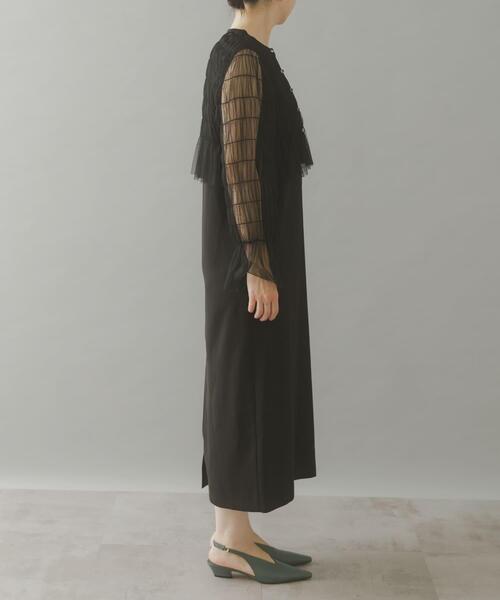 URBAN RESEARCH ROSSO WOMEN（アーバンリサーチ　ロッソ）の「チュールカーディガン×レイヤードワンピース（ワンピース・レディース・ブラック/モカ・FREE）」の3枚目の写真