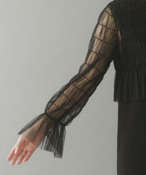 URBAN RESEARCH ROSSO WOMEN（アーバンリサーチ　ロッソ）の「チュールカーディガン×レイヤードワンピース（ワンピース・レディース・ブラック/モカ・FREE）」の6枚目の写真