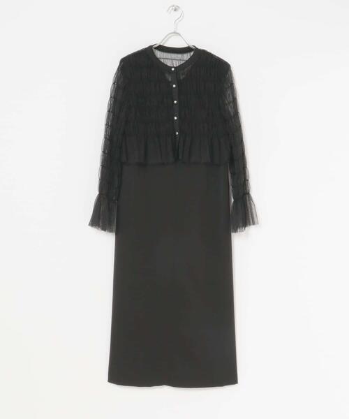 URBAN RESEARCH ROSSO WOMEN（アーバンリサーチ　ロッソ）の「チュールカーディガン×レイヤードワンピース（ワンピース・レディース・ブラック/モカ・FREE）」の8枚目の写真