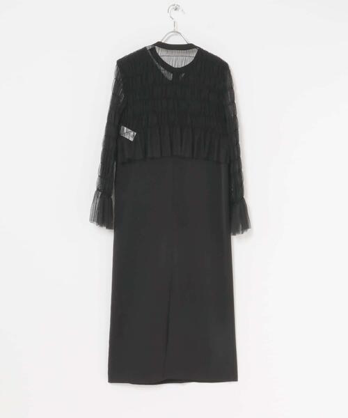 URBAN RESEARCH ROSSO WOMEN（アーバンリサーチ　ロッソ）の「チュールカーディガン×レイヤードワンピース（ワンピース・レディース・ブラック/モカ・FREE）」の11枚目の写真