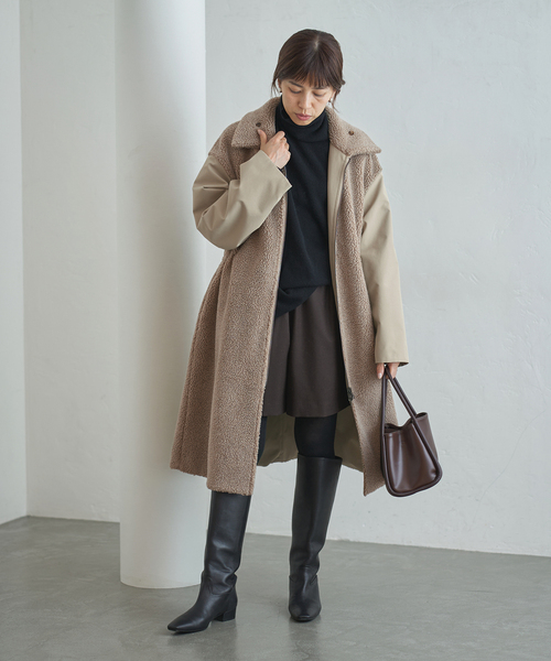IENA(イエナ)の「VACHEMENT/ヴァシュモン 別注 リバーシブルボアコート(その他アウター・レディース・ブラック/ベージュ・36/38)」の6枚目の写真