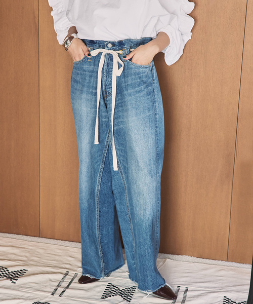 Bonum（ボナム）の「《追加》ドロストワイドイージーデニムパンツ（デニムパンツ・レディース・ネイビー/コバルトブルー/チャコールグレー・26/28/30/32）」の4枚目の写真