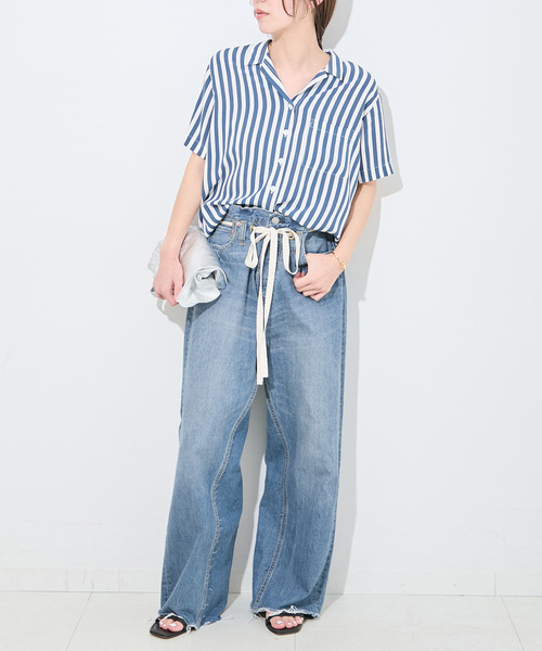 Bonum（ボナム）の「《追加》ドロストワイドイージーデニムパンツ（デニムパンツ・レディース・ネイビー/コバルトブルー/チャコールグレー・26/28/30/32）」の11枚目の写真