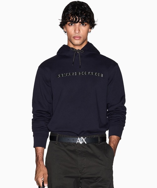 ARMANI EXCHANGE(アルマーニエクスチェンジ)の「【A|X アルマーニ エクスチェンジ】AXロゴ フーデッドスウェットプルオーバー(スウェット・メンズ・ダークネイビー・LARGE/MEDIUM/SMALL/X-LARGE/X-SMALL)」の1枚目の写真