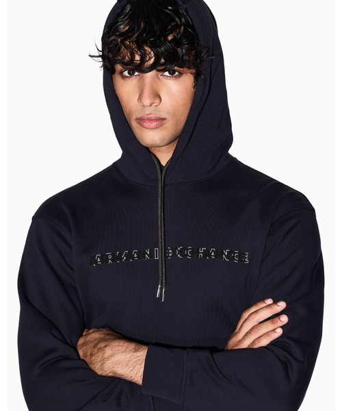 ARMANI EXCHANGE(アルマーニエクスチェンジ)の「【A|X アルマーニ エクスチェンジ】AXロゴ フーデッドスウェットプルオーバー(スウェット・メンズ・ダークネイビー・LARGE/MEDIUM/SMALL/X-LARGE/X-SMALL)」の3枚目の写真