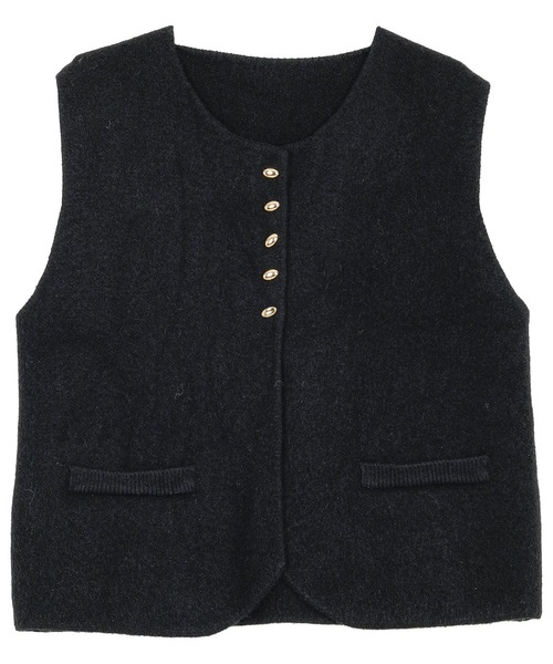 KOBE LETTUCE（コウベレタス）の「ゴールドボタンもっちりニットベスト（ベスト・レディース・アイボリー/ブラック/キャメル・M）」の12枚目の写真