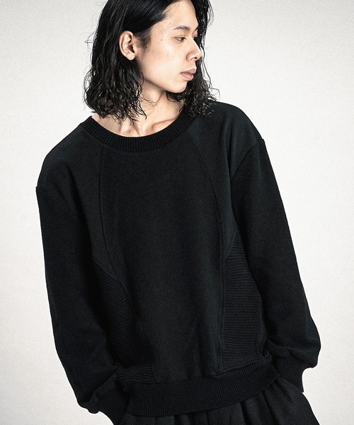 NO ID.(ノーアイディ)の「【NO ID.】Changing Knit Big Pullover / チェンジング ニット ビッグ プルオーバー(ニット/セーター・メンズ・グレー/ブラック・ONE SIZE)」の1枚目の写真