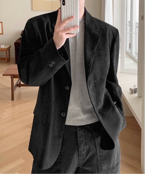 NOWLE(ノウル)の「【NOWLE】ルーズシルエット スエード テーラード ジャケット(テーラードジャケット・メンズ・ブラウン/ブラック・MEDIUM/LARGE/X-LARGE)」の2枚目の写真